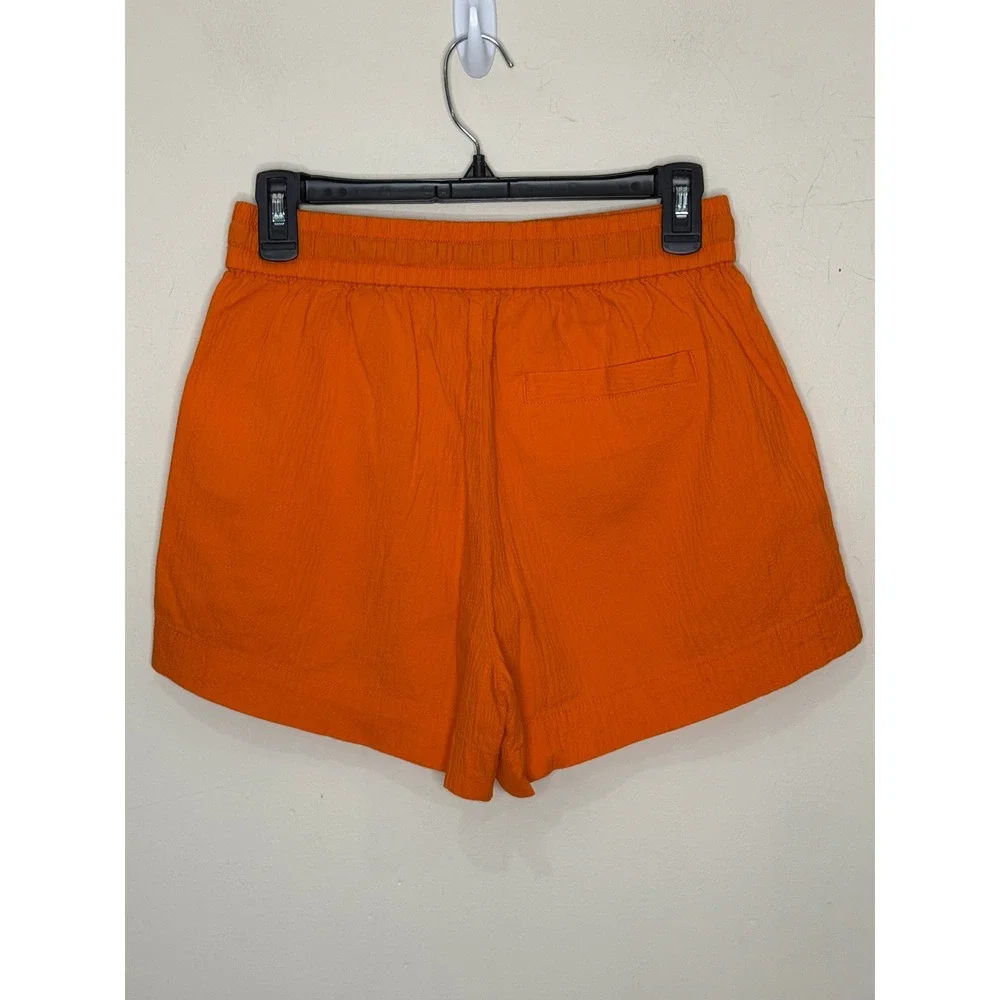 Everlane Gauzy Organic Cotton Shorts Womens S Orange Pull On Drawstring Summer